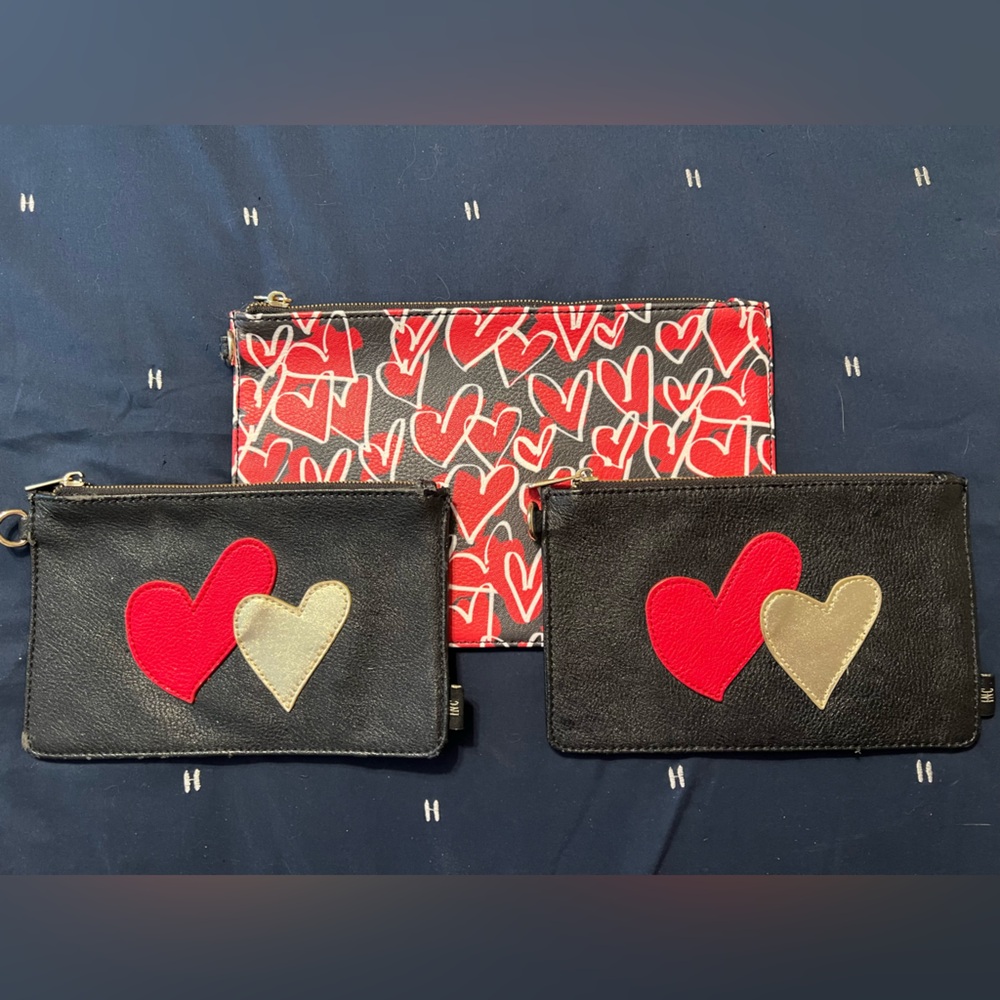 INC International Concepts Black and Red Heart Pouches